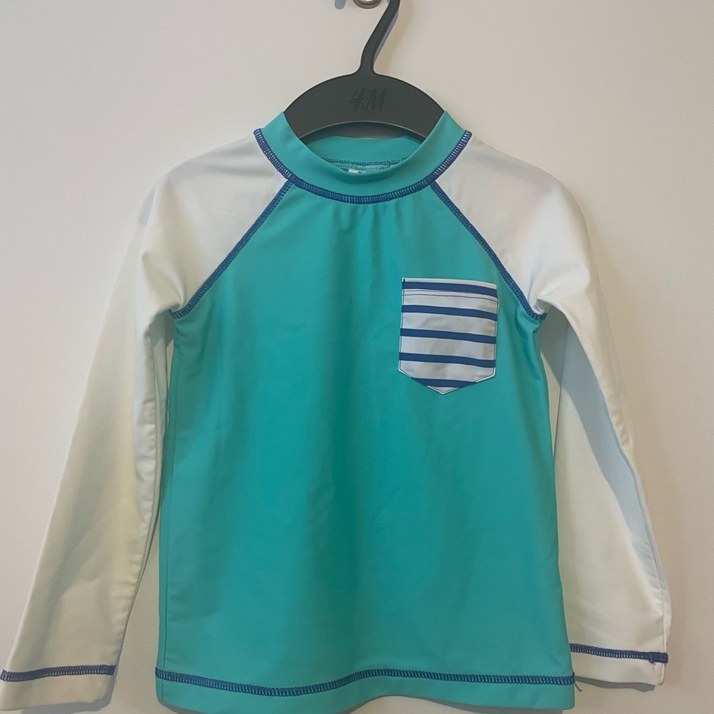 Kids Swim Shirt - Teal and White